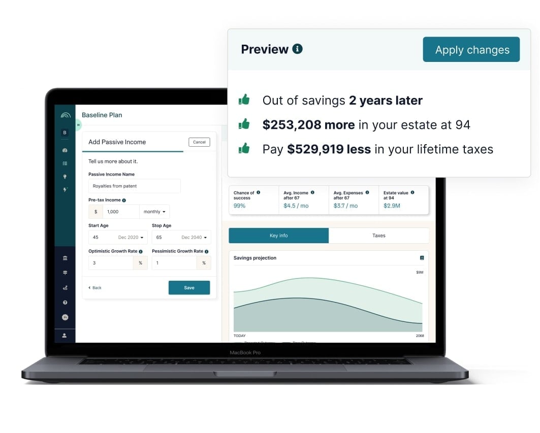 Charts of new retirement software